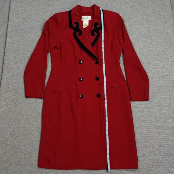 Vintage Danny Nicole Womens Red Double Breasted Dress Coat Padded Shoulders Sz 8 - Picture 12 of 16